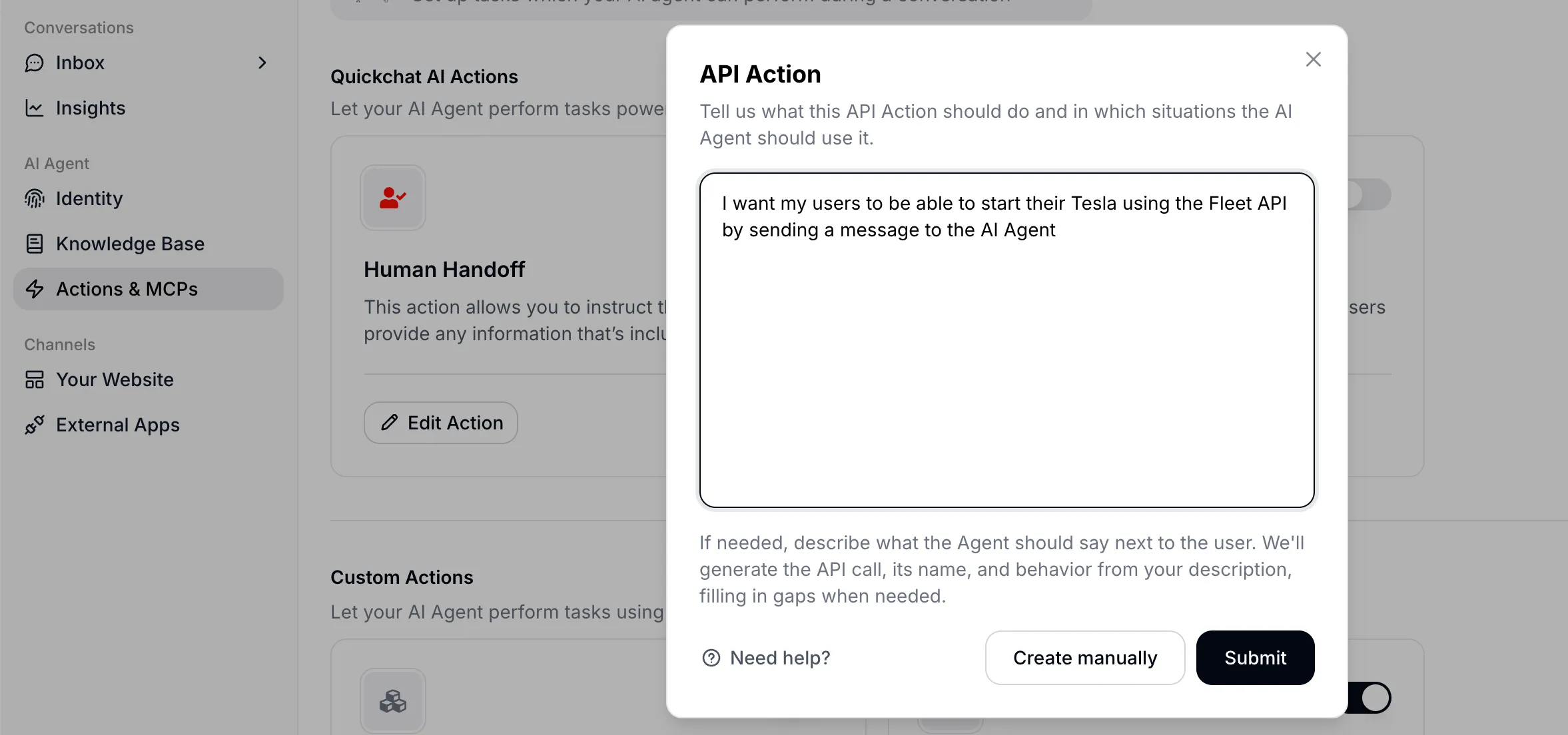 AI Action from text