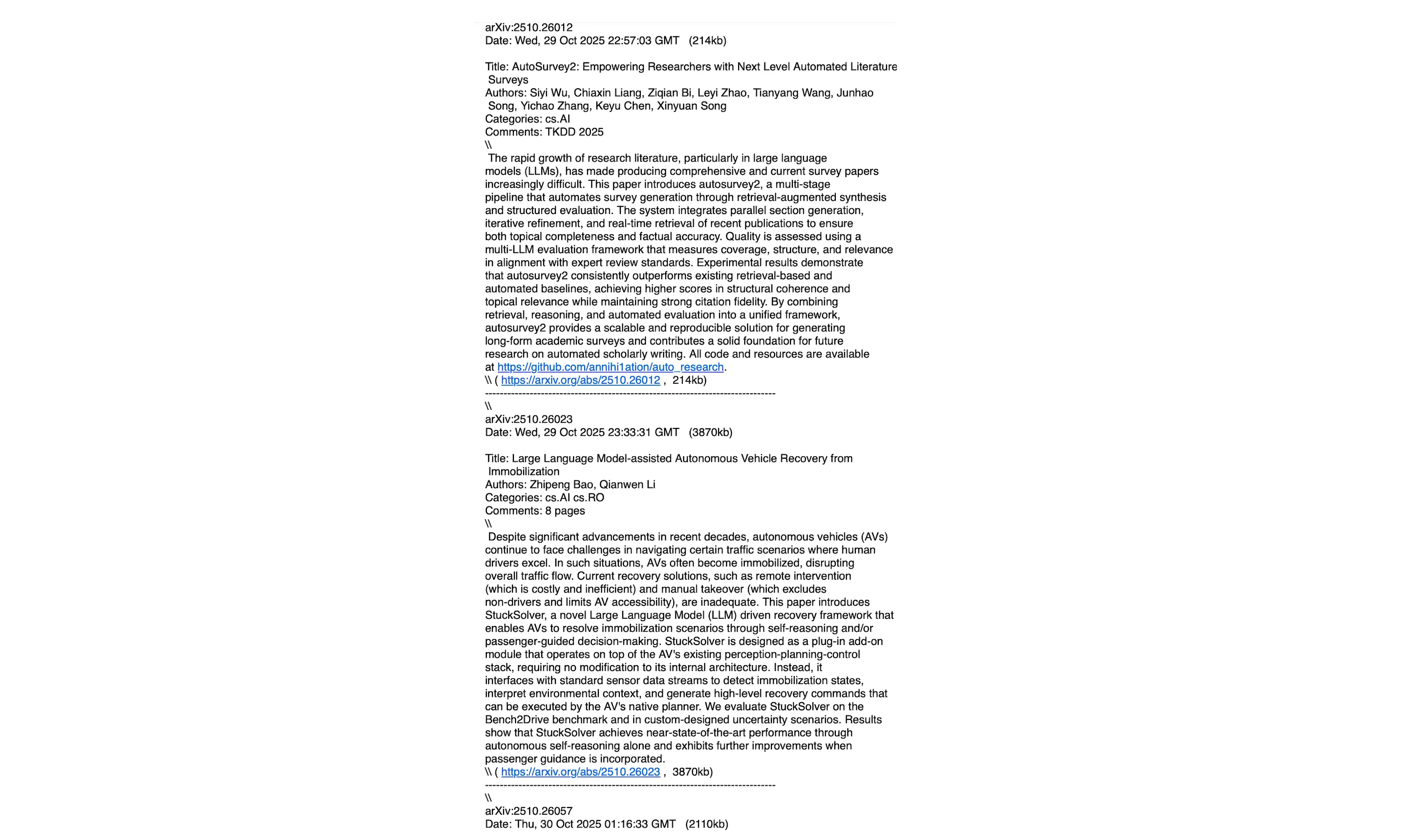 arXiv digest example