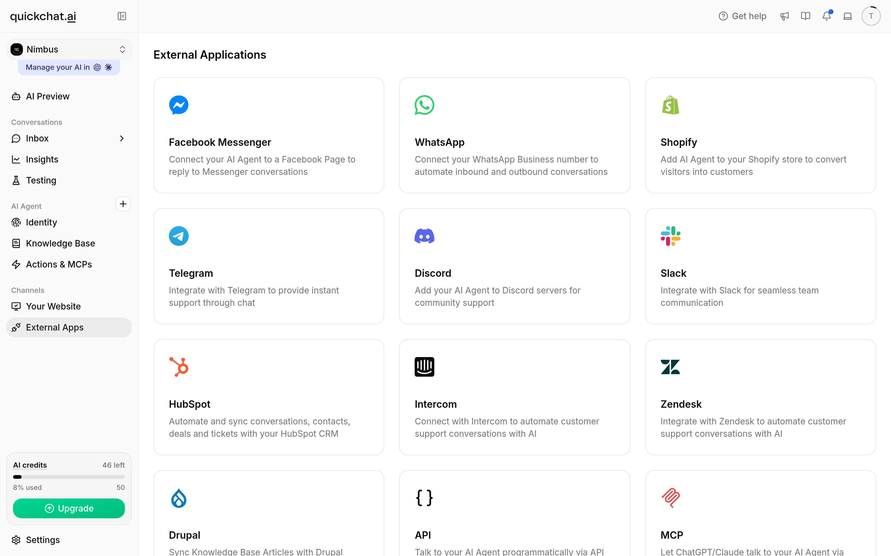 External Apps in Quickchat AI