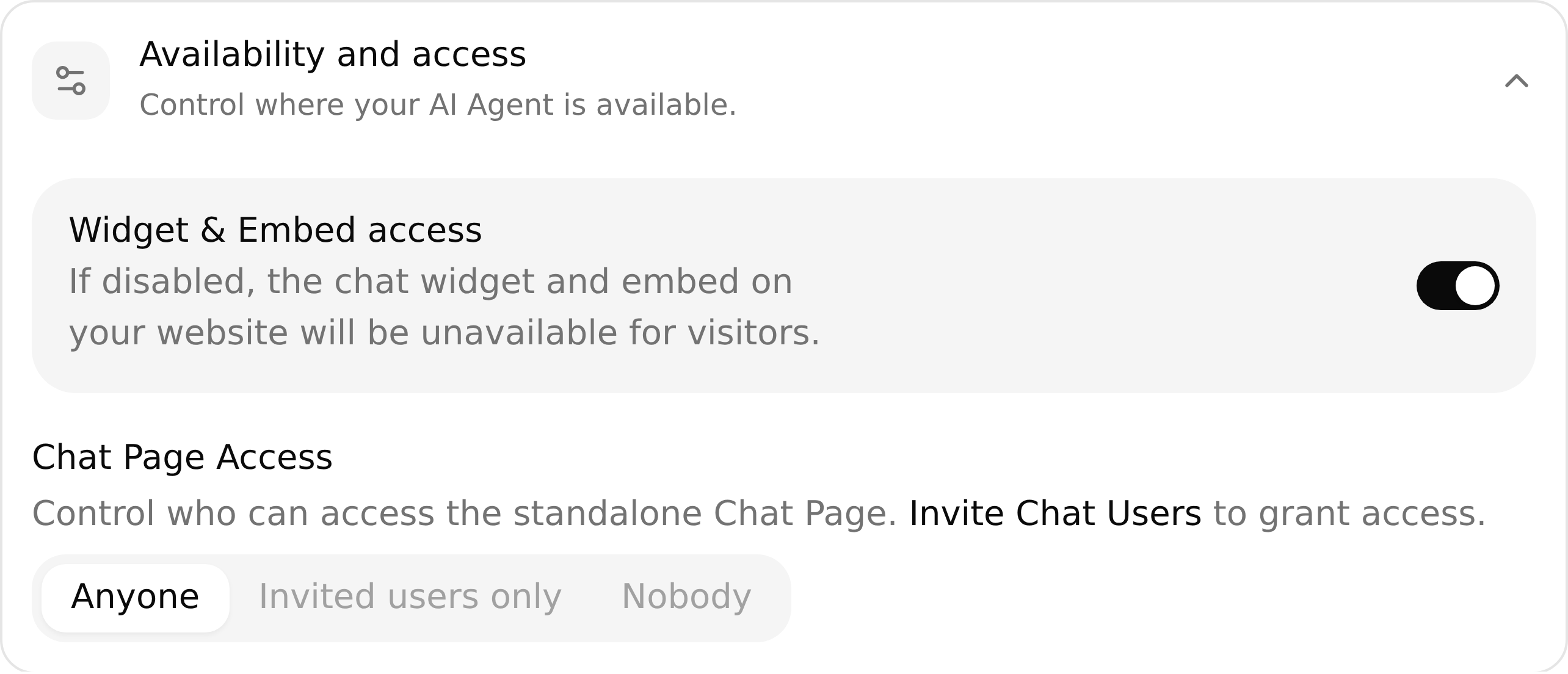 Chat Page access settings for Alpine Trail Planner in Quickchat AI