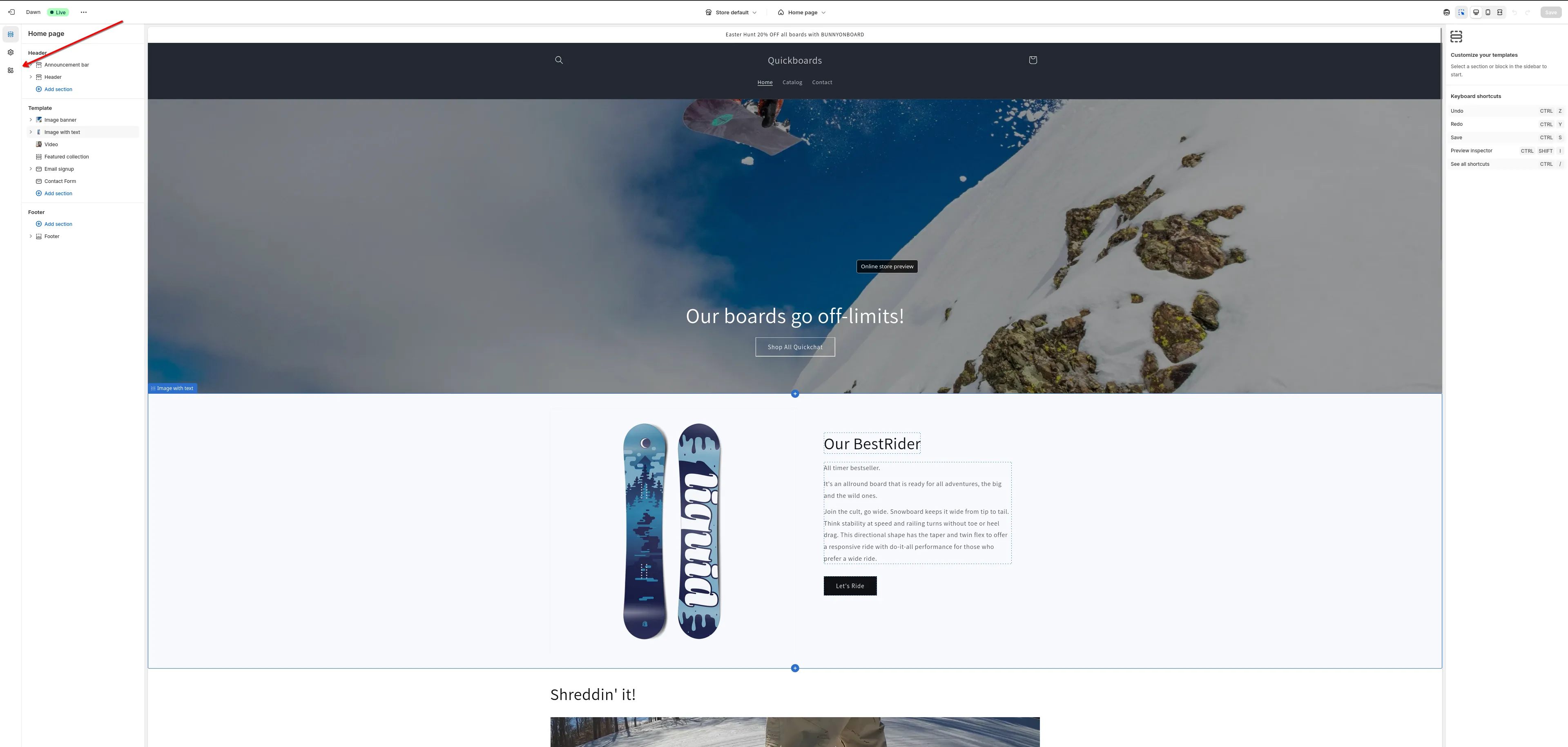 Screenshot: App embeds panel