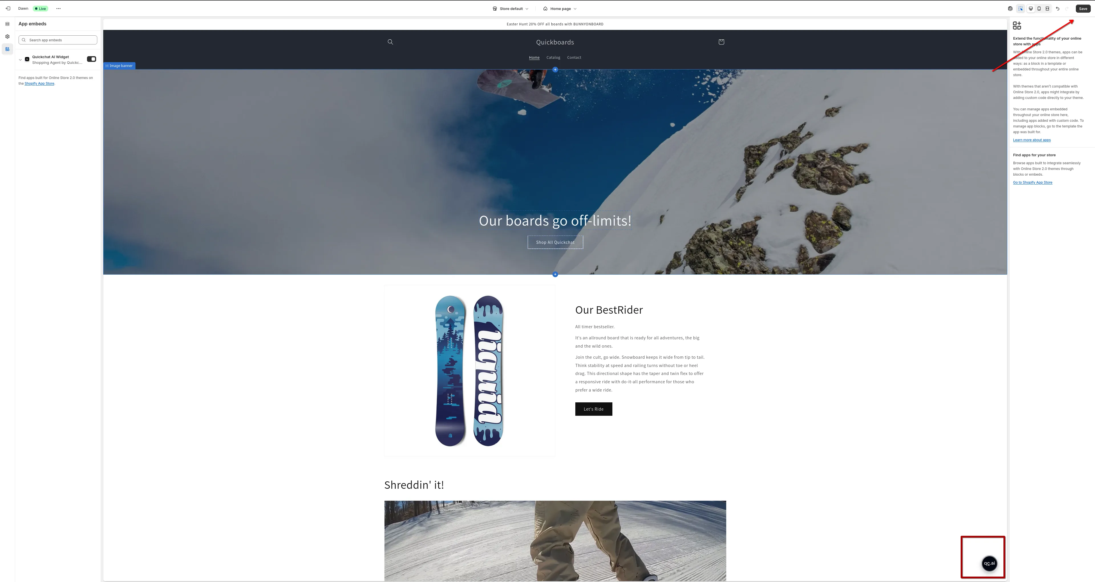 Screenshot: Save button in the Theme Editor