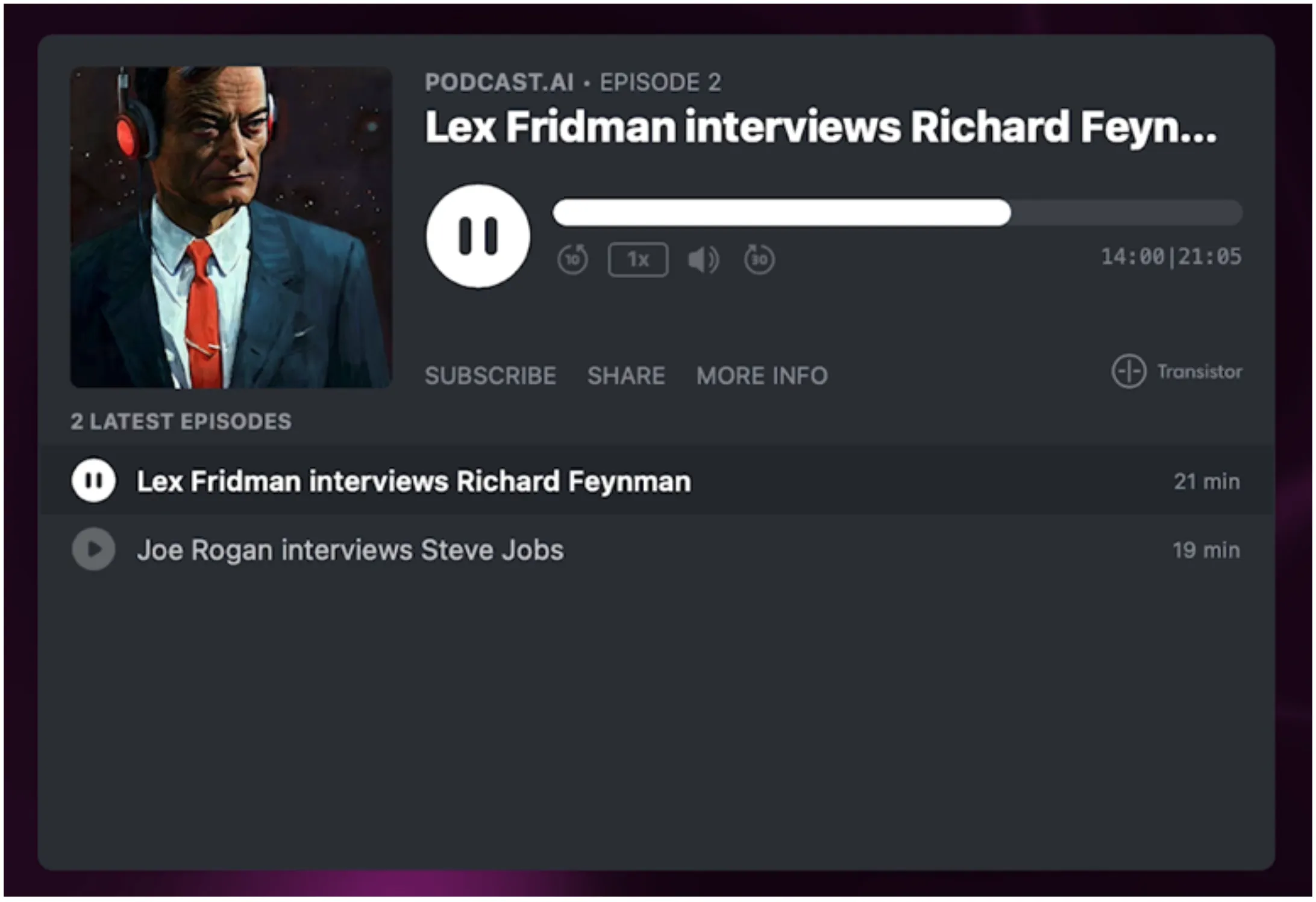 Full episode generated using podcast.ai