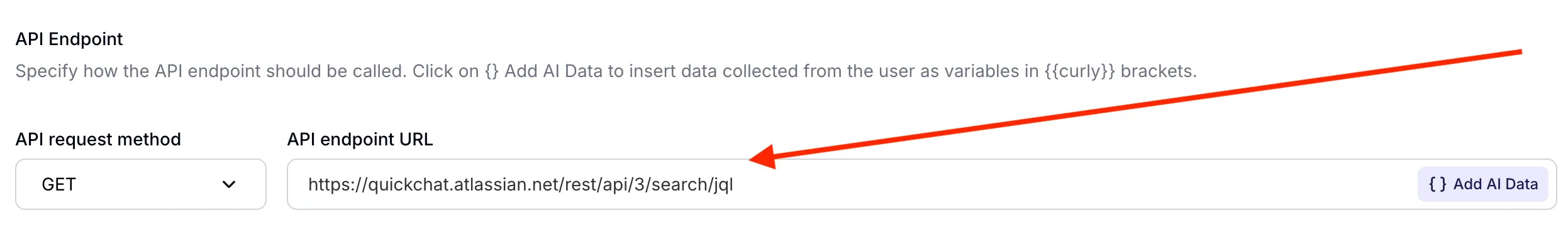 API endpoint URL