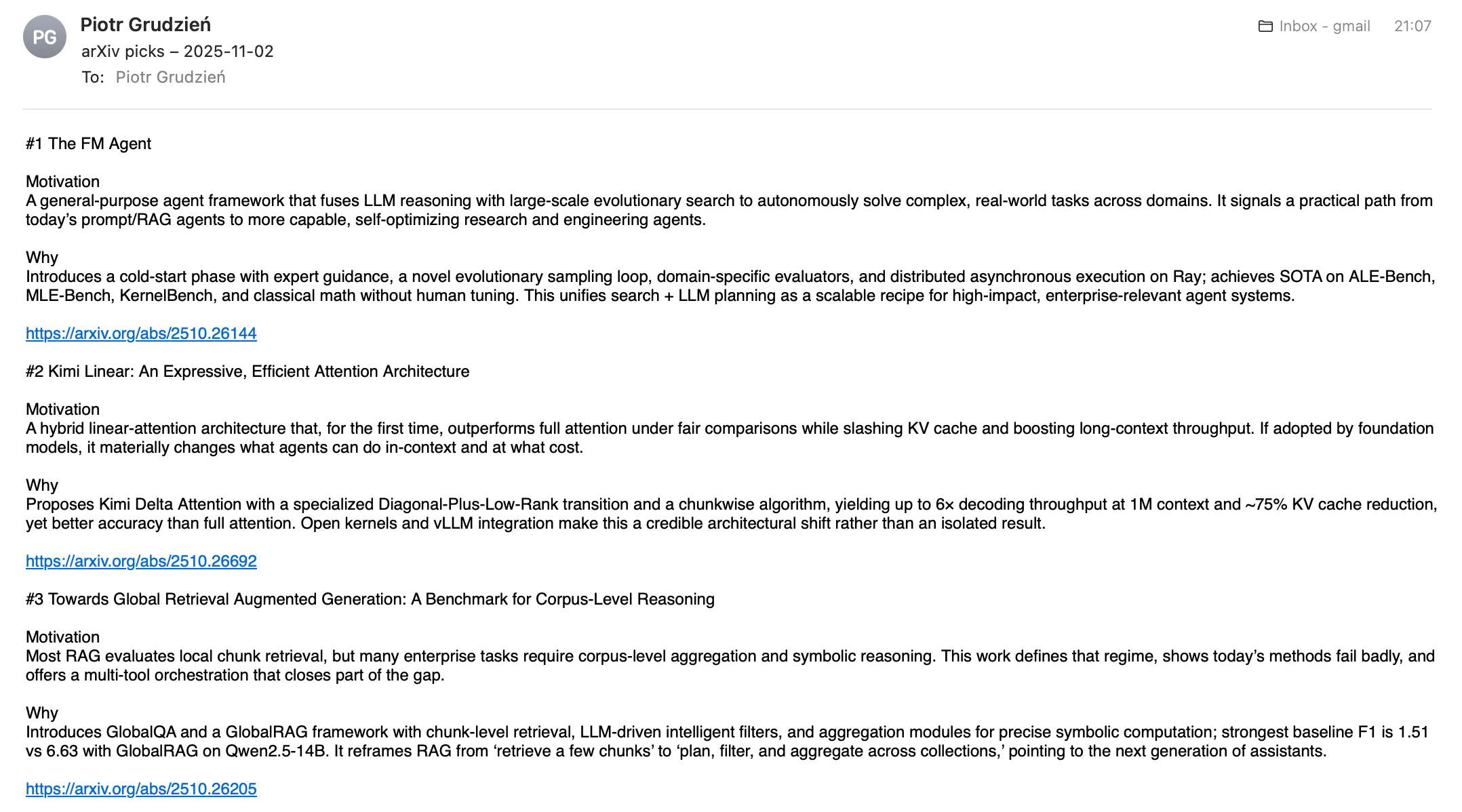 My arXiv digest example