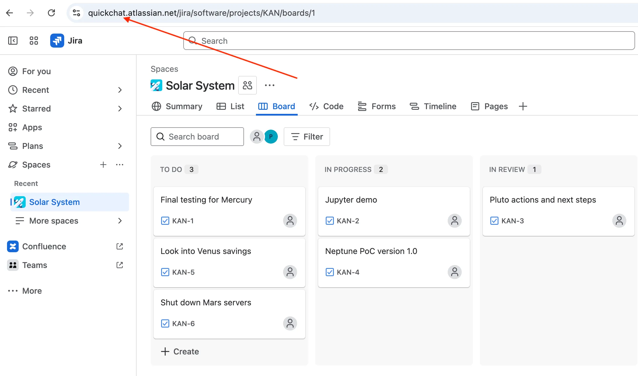 Atlassian workspace URL