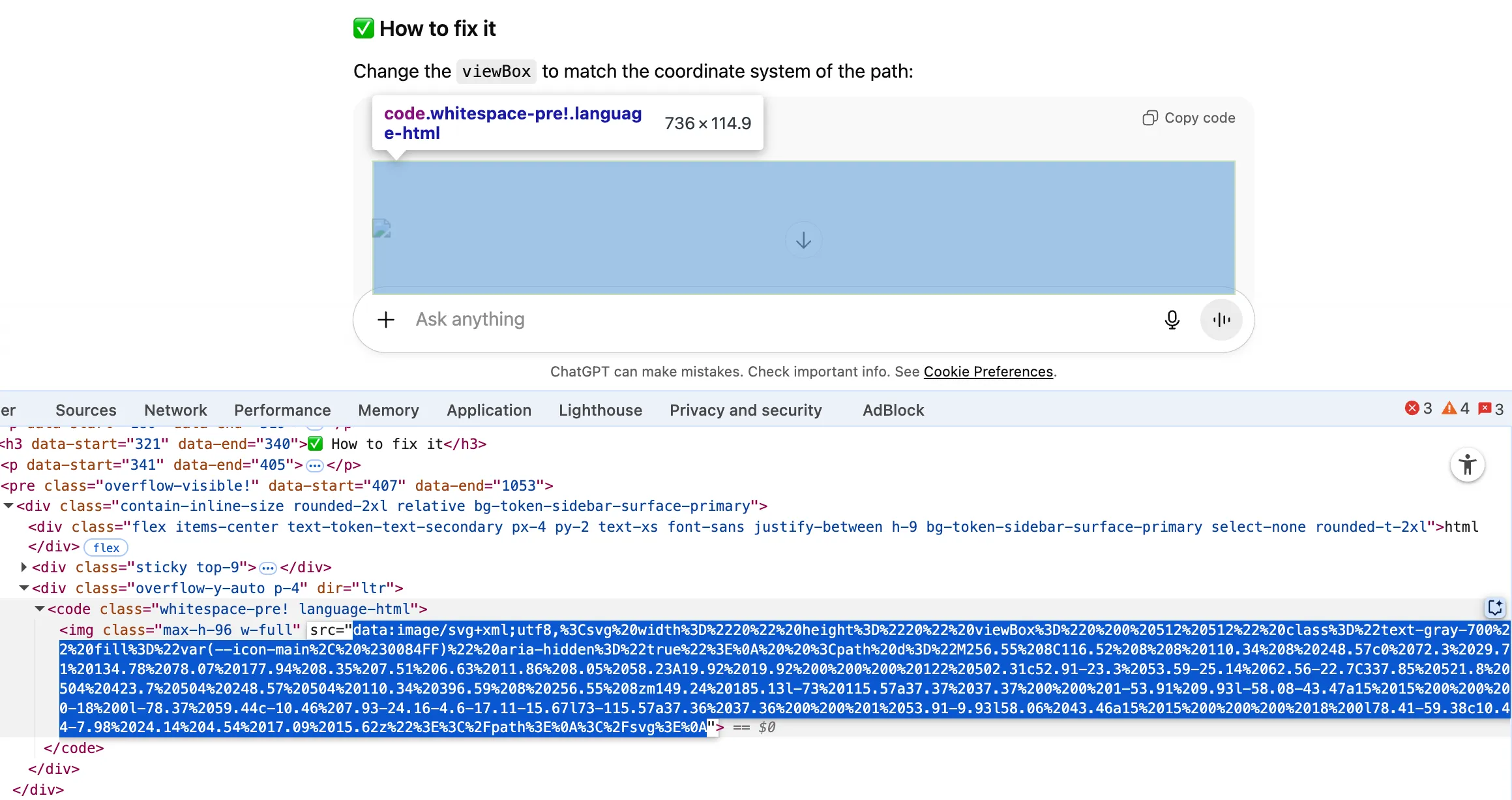 The printed code got run in the browser