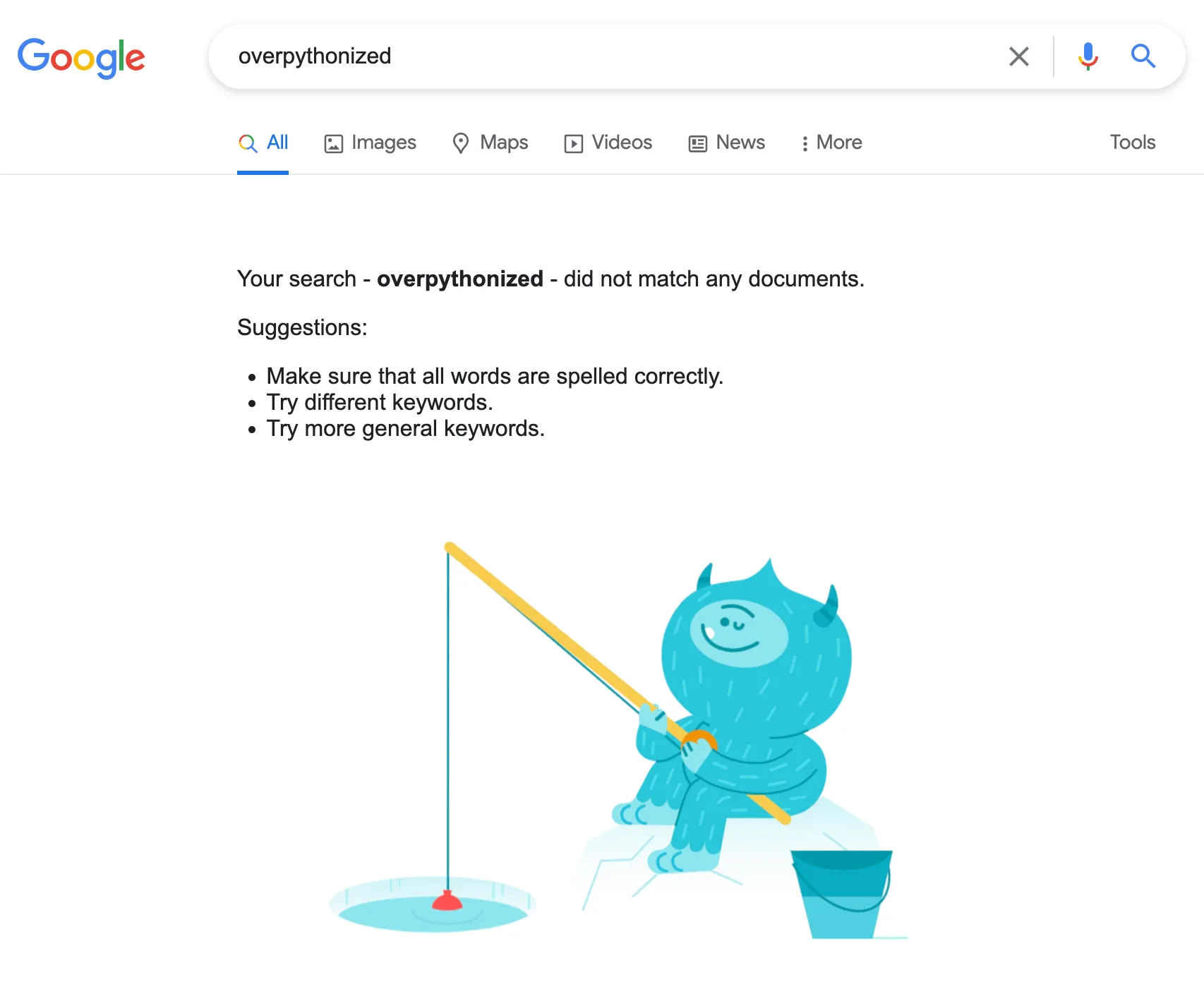 Definite proof that overpythonized is a made-up word