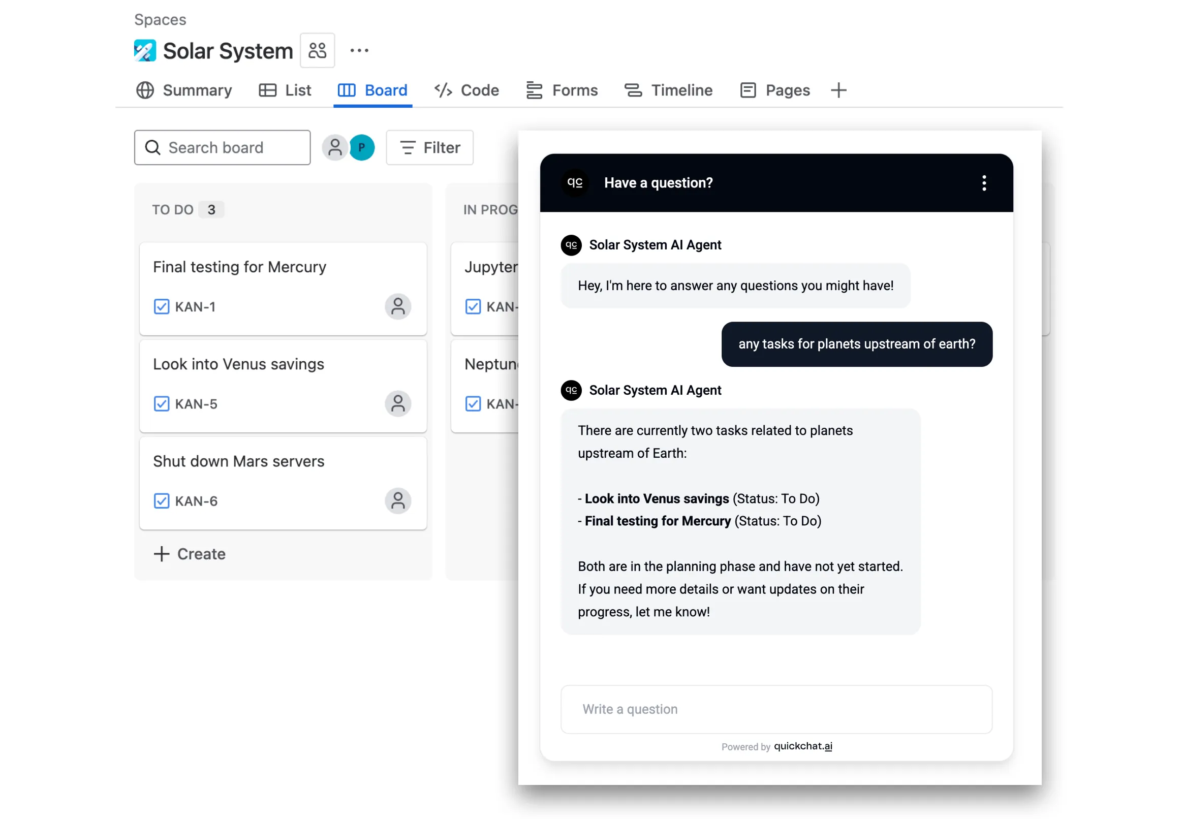 Example Jira issues and conversation