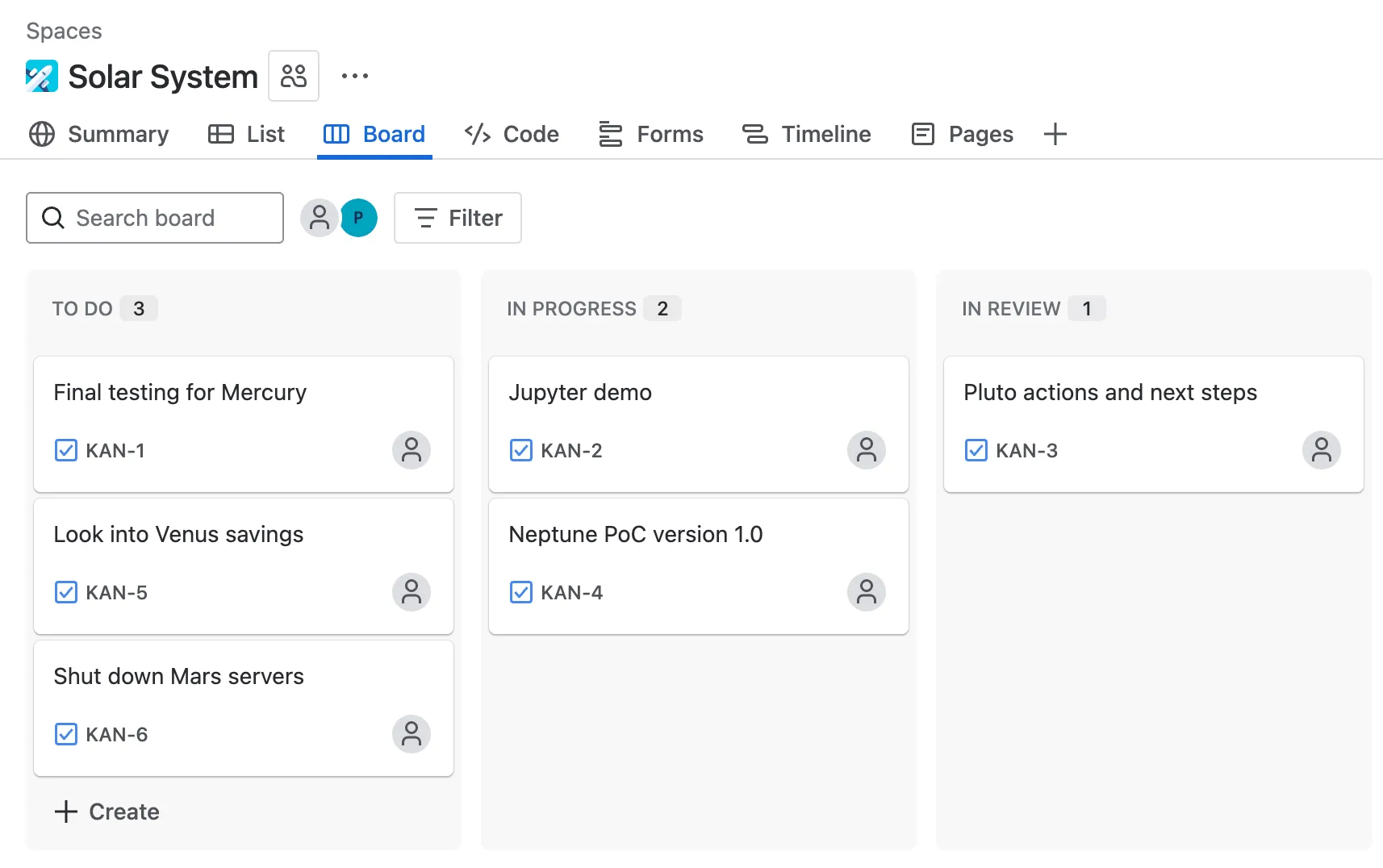 Example Jira issues