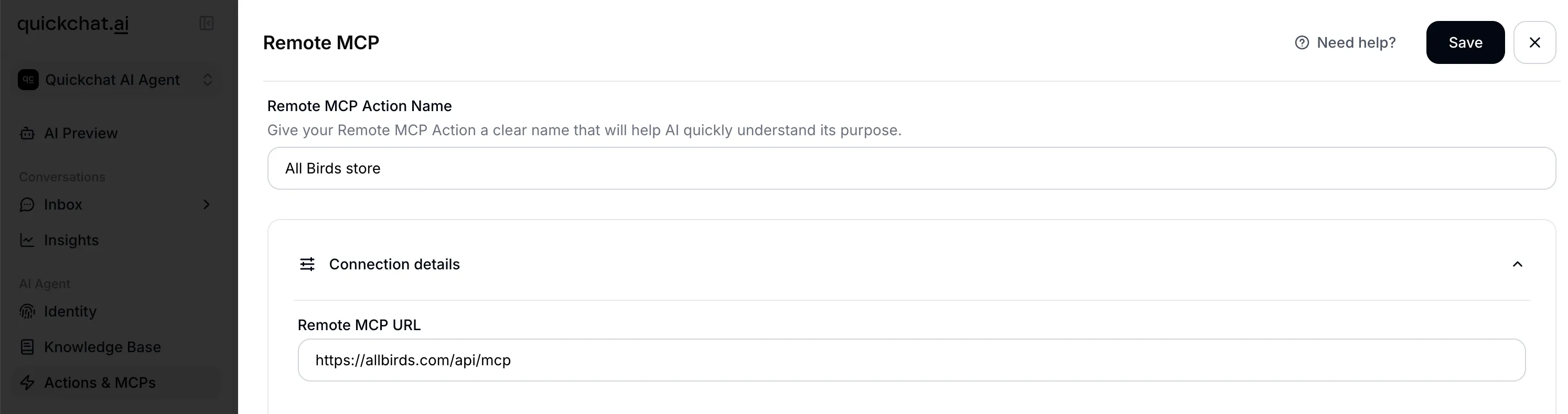 Remote MCP in Quickchat AI