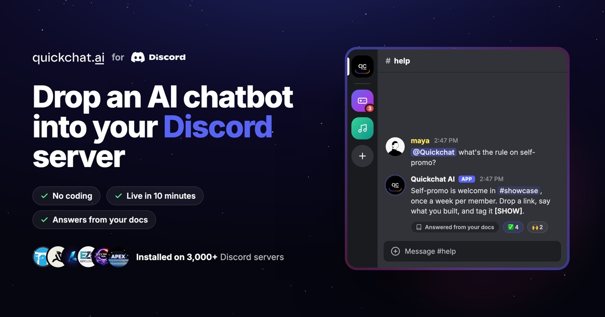 Chatbot de IA para Discord | Quickchat AI | Quickchat AI - AI Agents